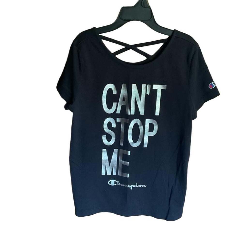 Champion Can't Stop Me T-Shirt Graphic Print Active Tee Black Size 10/12